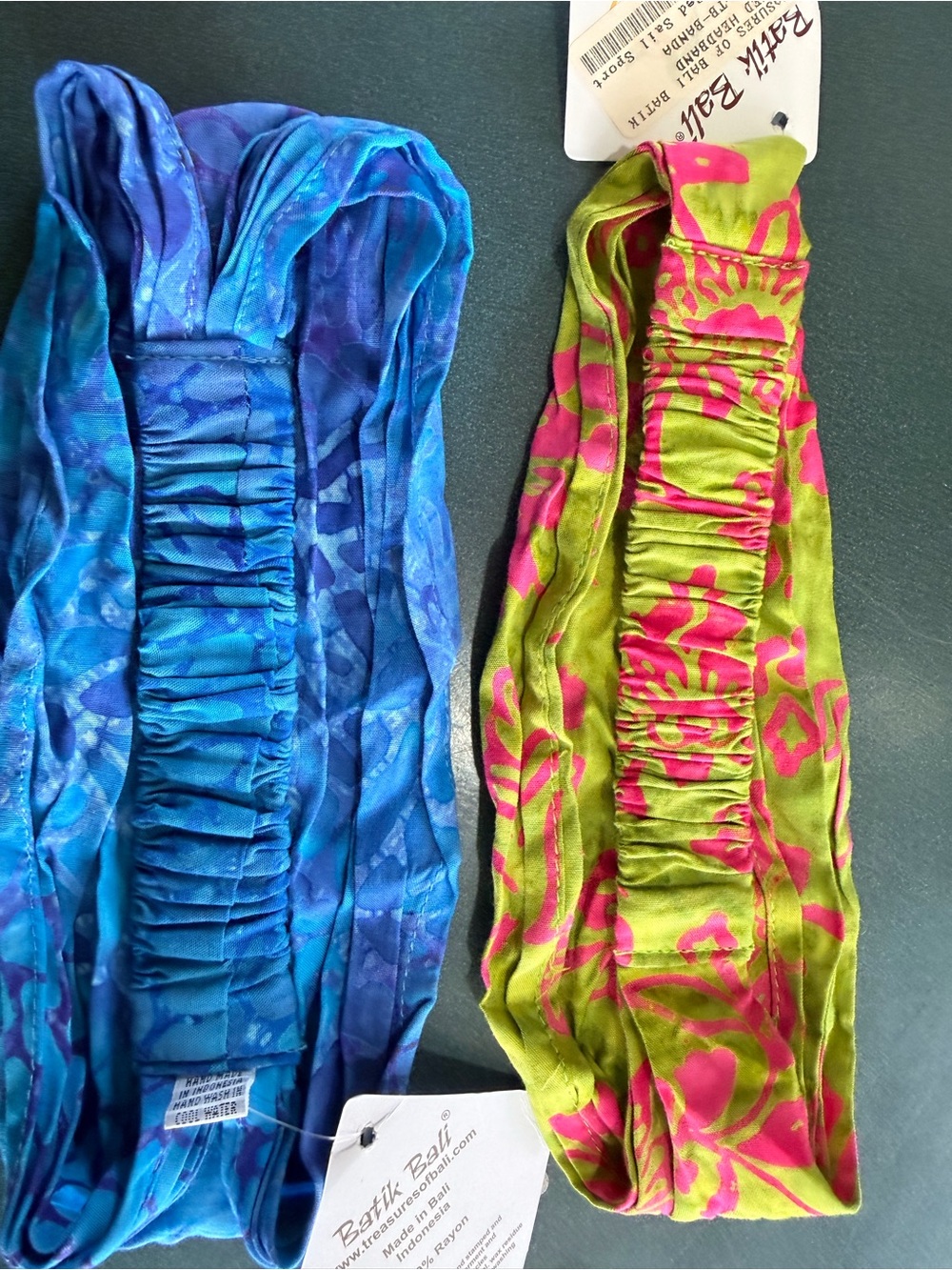 Batik Bali Bright Floral Headbands - Hand Stamped & Hand Dyed - Picture 4 of 8